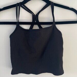 Carbon38 Ribbed Strappy Sporty Tank | Size Small | Black